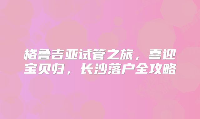 格鲁吉亚试管之旅，喜迎宝贝归，长沙落户全攻略