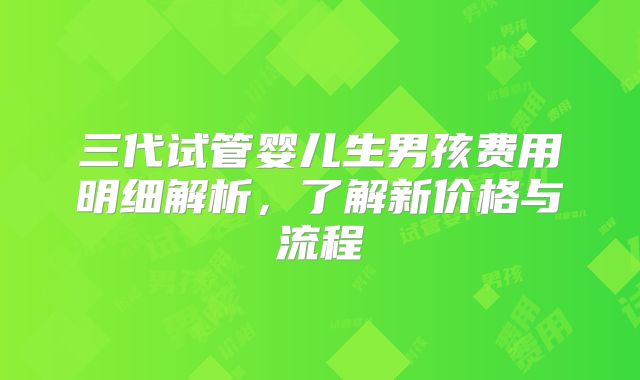 三代试管婴儿生男孩费用明细解析，了解新价格与流程