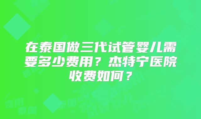 在泰国做三代试管婴儿需要多少费用？杰特宁医院收费如何？