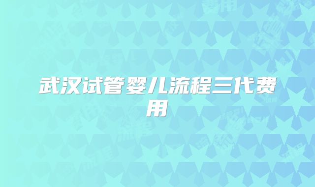 武汉试管婴儿流程三代费用