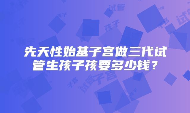 先天性始基子宫做三代试管生孩子孩要多少钱?