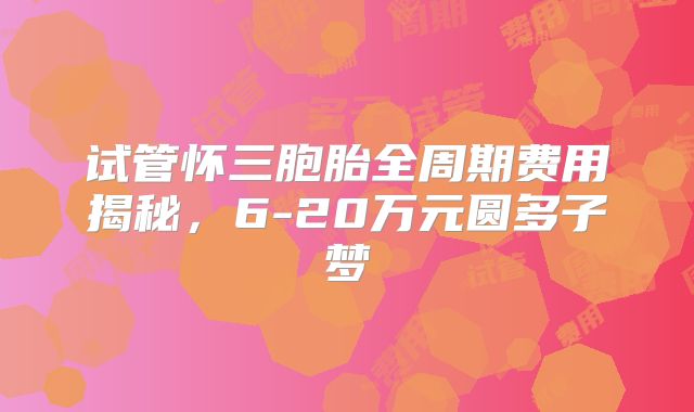 试管怀三胞胎全周期费用揭秘，6-20万元圆多子梦