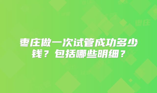 枣庄做一次试管成功多少钱？包括哪些明细？
