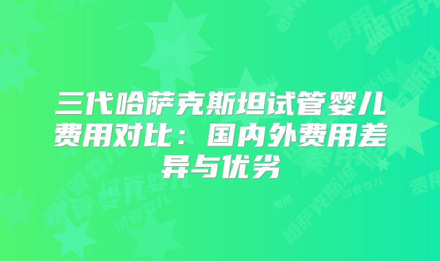 三代哈萨克斯坦试管婴儿费用对比：国内外费用差异与优劣