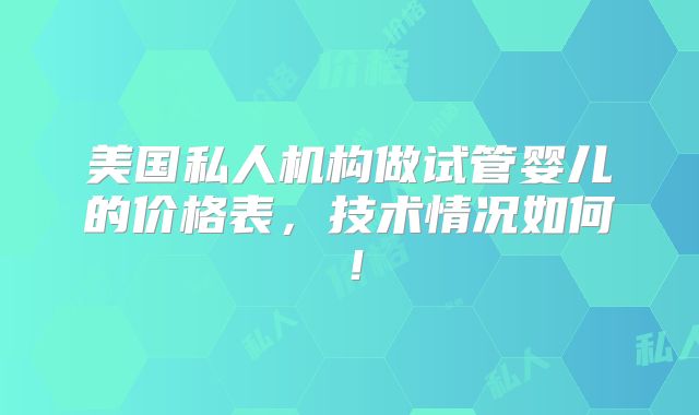 美国私人机构做试管婴儿的价格表,技术情况如何!