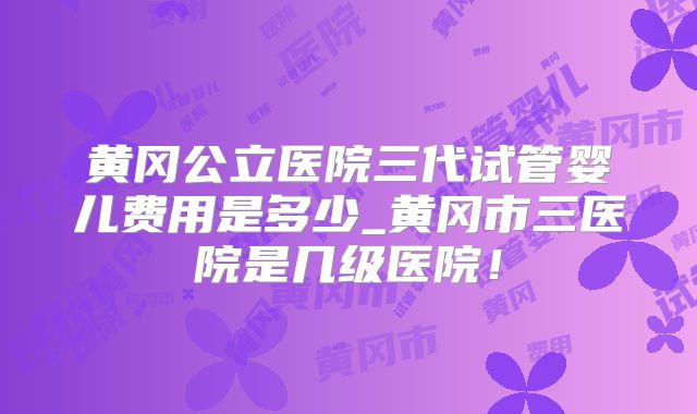 黄冈公立医院三代试管婴儿费用是多少_黄冈市三医院是几级医院！