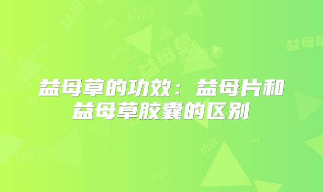 益母草的功效:益母片和益母草胶囊的区别