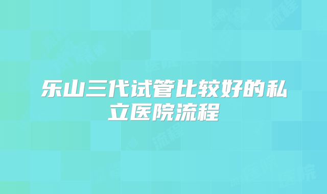 乐山三代试管比较好的私立医院流程