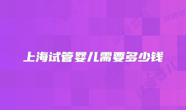 上海试管婴儿需要多少钱