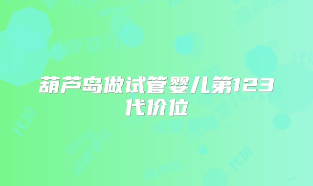 葫芦岛做试管婴儿第123代价位