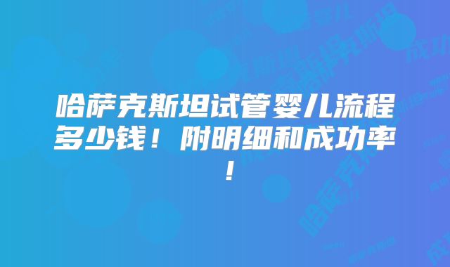 哈萨克斯坦试管婴儿流程多少钱!附明细和成功率!