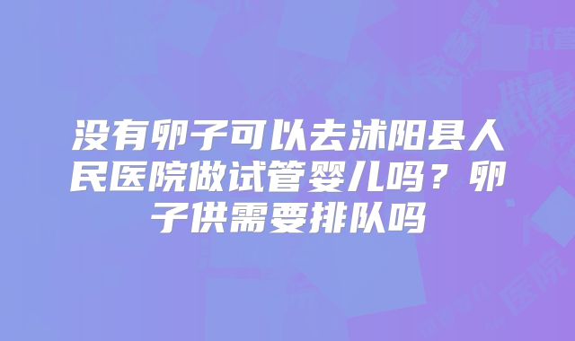 没有卵子可以去沭阳县人民医院做试管婴儿吗?卵子供需要排队吗