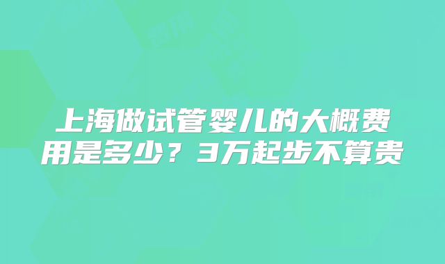 上海做试管婴儿的大概费用是多少?3万起步不算贵