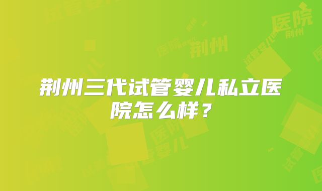 荆州三代试管婴儿私立医院怎么样？