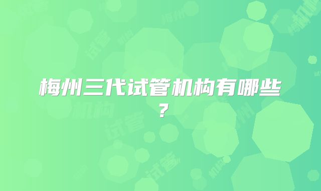 梅州三代试管机构有哪些？