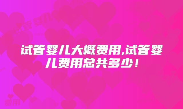 试管婴儿大概费用,试管婴儿费用总共多少！