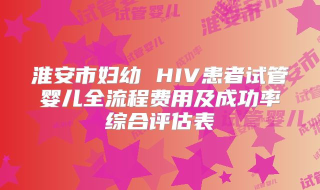 淮安市妇幼 HIV患者试管婴儿全流程费用及成功率综合评估表