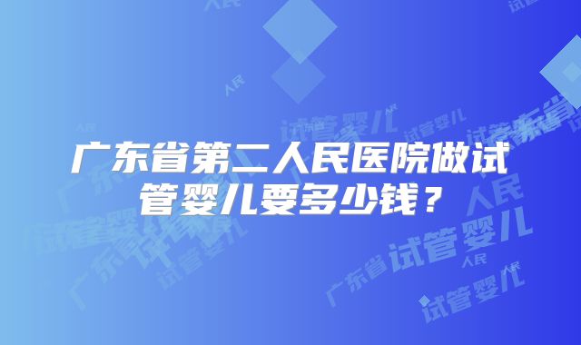 广东省第二人民医院做试管婴儿要多少钱？