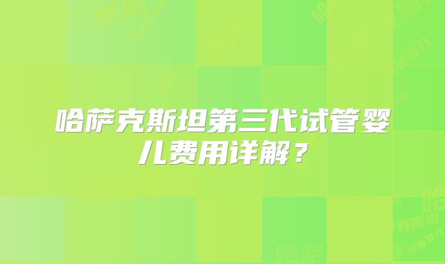 哈萨克斯坦第三代试管婴儿费用详解？