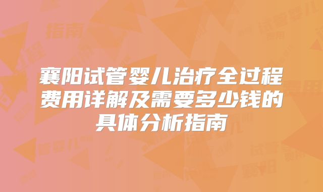 襄阳试管婴儿治疗全过程费用详解及需要多少钱的具体分析指南