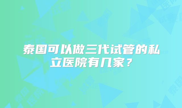 泰国可以做三代试管的私立医院有几家？