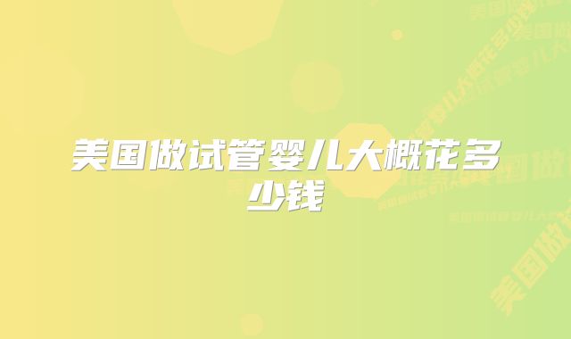 美国做试管婴儿大概花多少钱