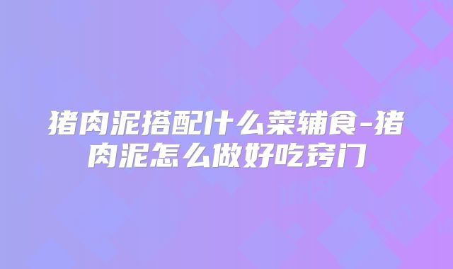 猪肉泥搭配什么菜辅食-猪肉泥怎么做好吃窍门