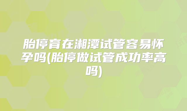 胎停育在湘潭试管容易怀孕吗(胎停做试管成功率高吗)