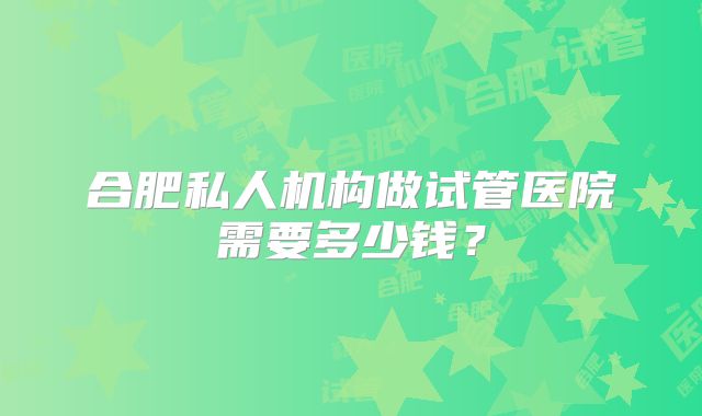 合肥私人机构做试管医院需要多少钱?