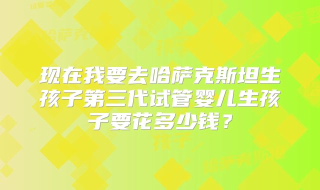 现在我要去哈萨克斯坦生孩子第三代试管婴儿生孩子要花多少钱？