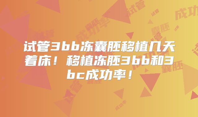 试管3bb冻囊胚移植几天着床！移植冻胚3bb和3bc成功率！