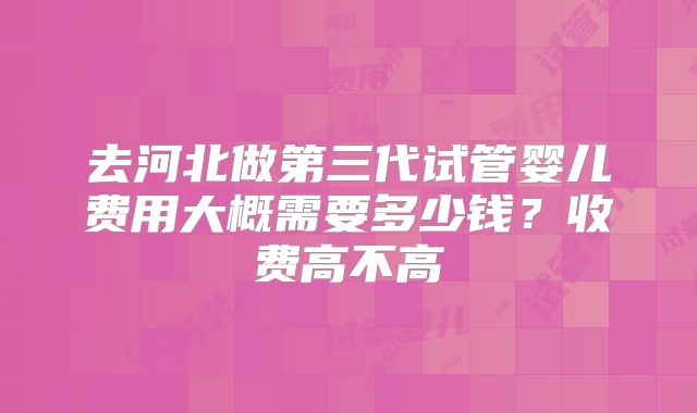 去河北做第三代试管婴儿费用大概需要多少钱?收费高不高