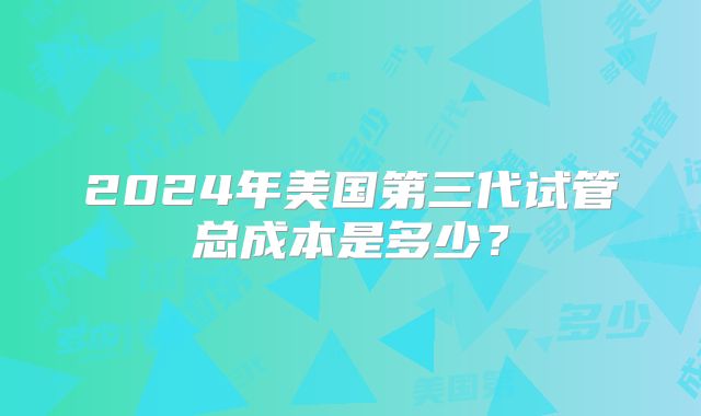 2024年美国第三代试管总成本是多少？