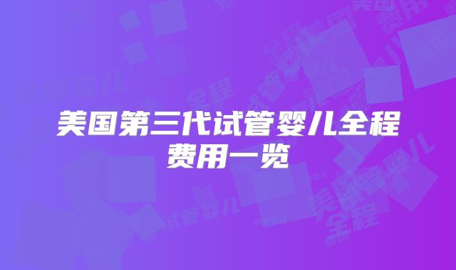 美国第三代试管婴儿全程费用一览