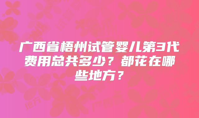 广西省梧州试管婴儿第3代费用总共多少？都花在哪些地方？