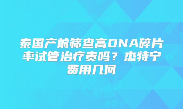 泰国产前筛查高DNA碎片率试管治疗贵吗？杰特宁费用几何