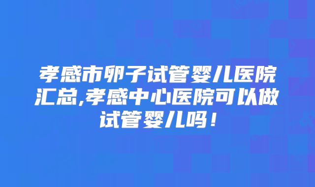 孝感市卵子试管婴儿医院汇总,孝感中心医院可以做试管婴儿吗！