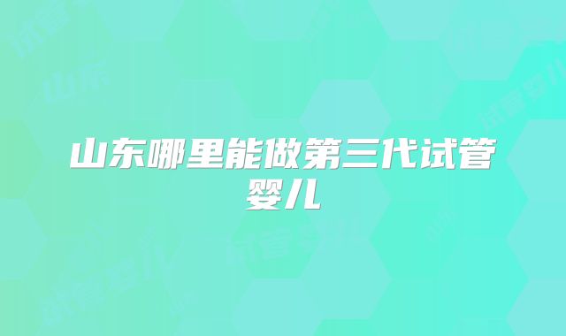 山东哪里能做第三代试管婴儿