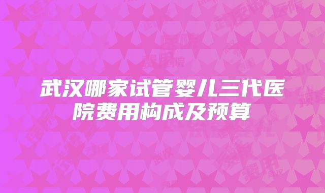 武汉哪家试管婴儿三代医院费用构成及预算
