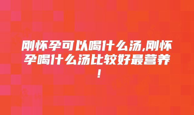 刚怀孕可以喝什么汤,刚怀孕喝什么汤比较好最营养!
