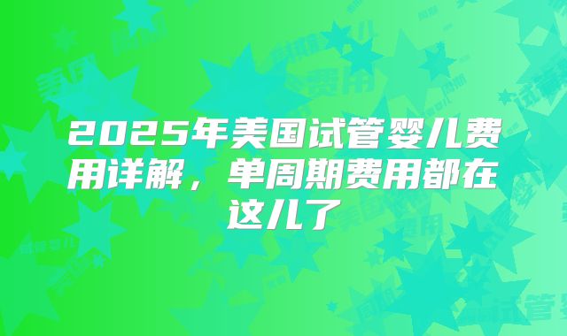 2025年美国试管婴儿费用详解,单周期费用都在这儿了