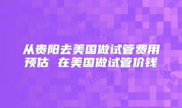 从贵阳去美国做试管费用预估 在美国做试管价钱