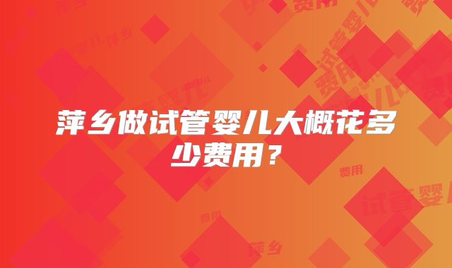 萍乡做试管婴儿大概花多少费用？