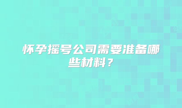 怀孕摇号公司需要准备哪些材料？