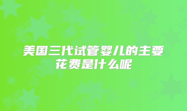 美国三代试管婴儿的主要花费是什么呢