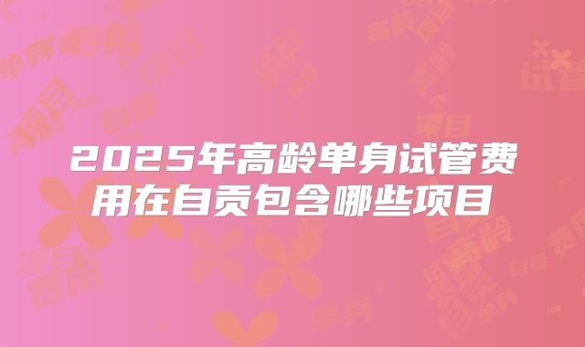 2025年高龄单身试管费用在自贡包含哪些项目
