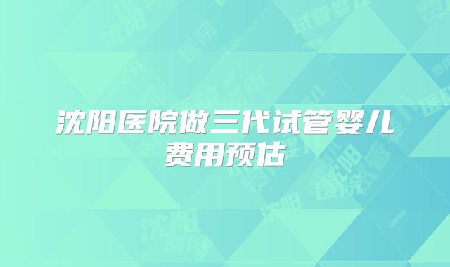 沈阳医院做三代试管婴儿费用预估