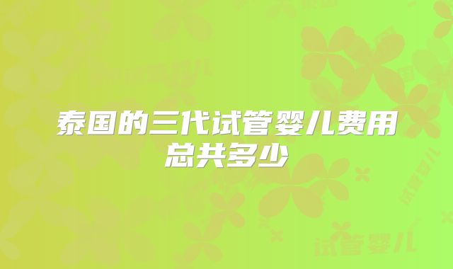 泰国的三代试管婴儿费用总共多少
