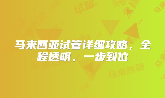 马来西亚试管详细攻略，全程透明，一步到位