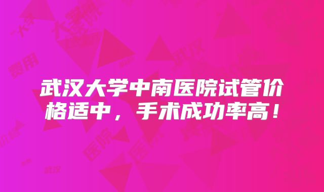 武汉大学中南医院试管价格适中，手术成功率高！
